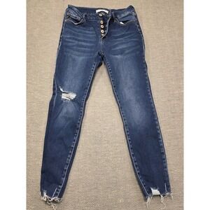 KanCan Curvy Skinny Jeans‎ Dark Wash Distressed Button Fly KC7144D Size 11/29